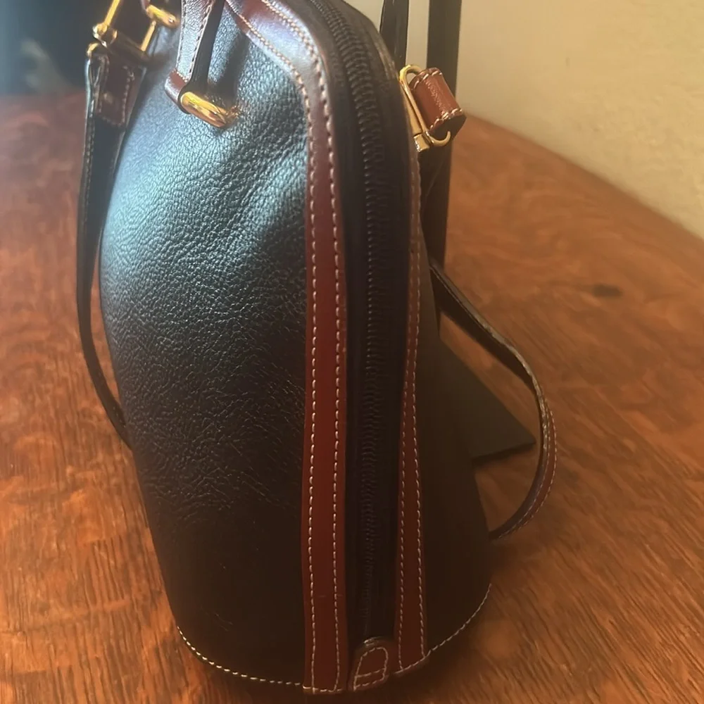 Bally Vintage Black and Brown Pebbled Leather Satchel with Shoulder Strap - Picture 4 of 15